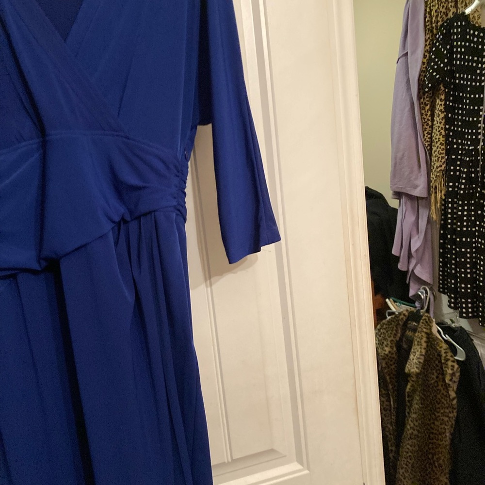 Coldwater Creek Long-Sleeve Royal Blue Wrap Dress Size 4